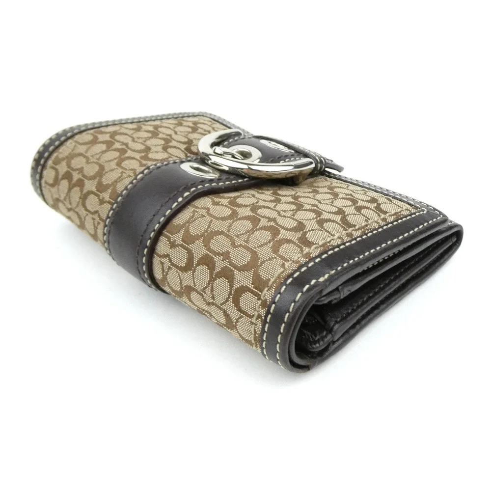 Coach Soho Signature Khaki Brown Mini C Small Trifold Wallet
